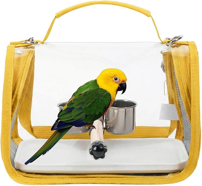 Bird Travel Carrier | Transport Tote with Perch for Bird | Outdoor Cockatiel Bag | for Parrot Parakeet Cockatiel Conure Cockatoo Outdoor Travel Camping Road Trip Vacation