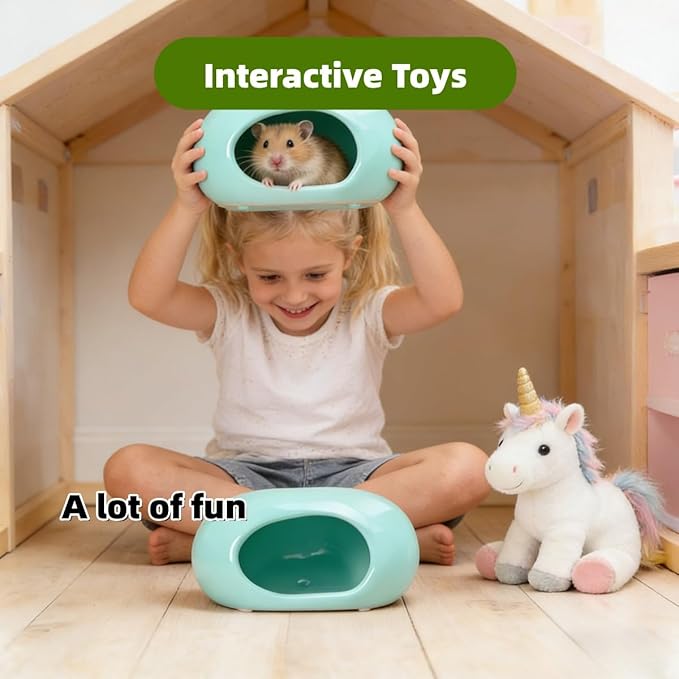 Ceramic Hamster Hideout Large Cool Summer Cute Guinea Pig Bed House for Dwarf Hamsters, Mices, Gerbils and Small Pets (Green,M)