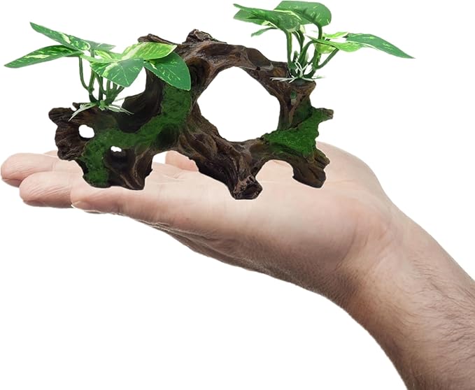 alfyng Resin Driftwood Fish Tank Decorations Trunk Cave Aquarium Decor Ornaments Simulation Plants Betta Silk Leaf Tank Accessories Goldfish Bowl Décor (B)