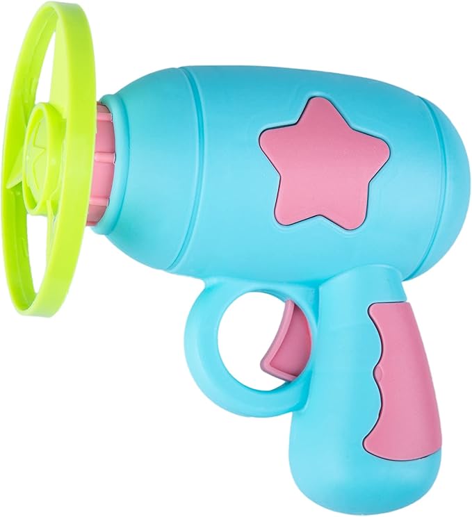 Berry President Flying Saucer Toy, Flying Disc Launch Playset with Rotating Flash Light, Indoor Outdoor Twist Shoot Toy for Kids Aged 3 Years Old & Up (SkyBlue)