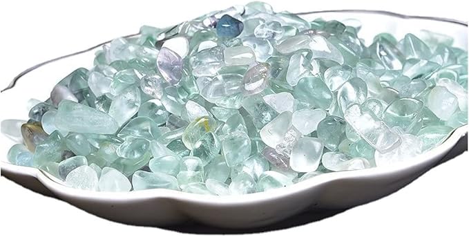 Erliway Natural Green Fluorite Tumbled Chips Crushed Crystal Stone, 7-9mm | Polished Healing Crystal Chips Healing Reiki Crystal Jewelry Making Home Decoration, Aquarium, Vase Fillers, Plants Décor