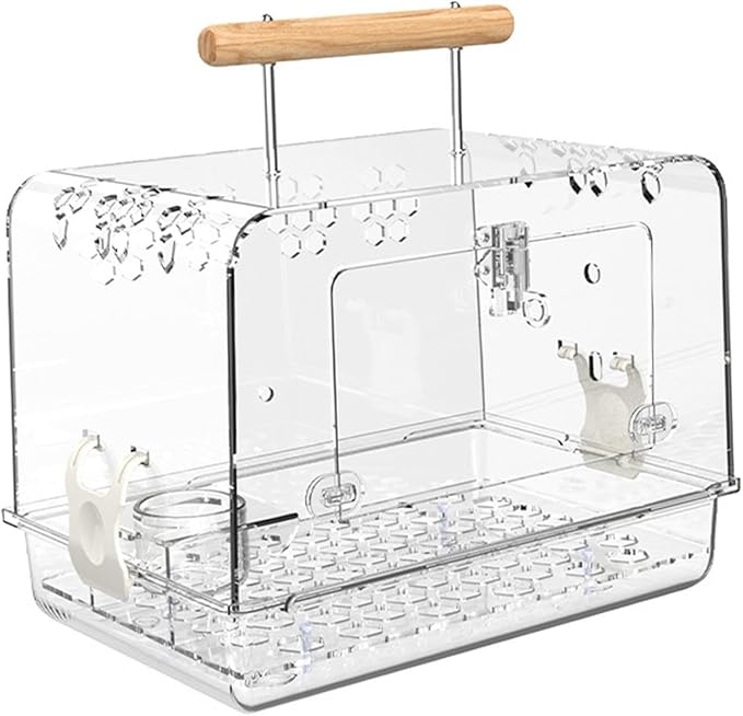 Baoblaze Lightweight Bird Carrier Cage for Small Birds, Transparent Acrylic, 11.8"L x 8.3"W x 9.1"H