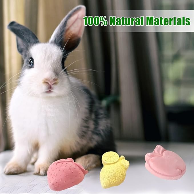 Parrot Bird Chewing Toy, 6Pcs Colorful Different Fruit Styles Parrot Teething Stone Toy, Parrot Beak Grinding Calcium Stone, Bird Cage Accessories for Parrot Rabbit Bunny Hamster, chinchilla (6pcs)
