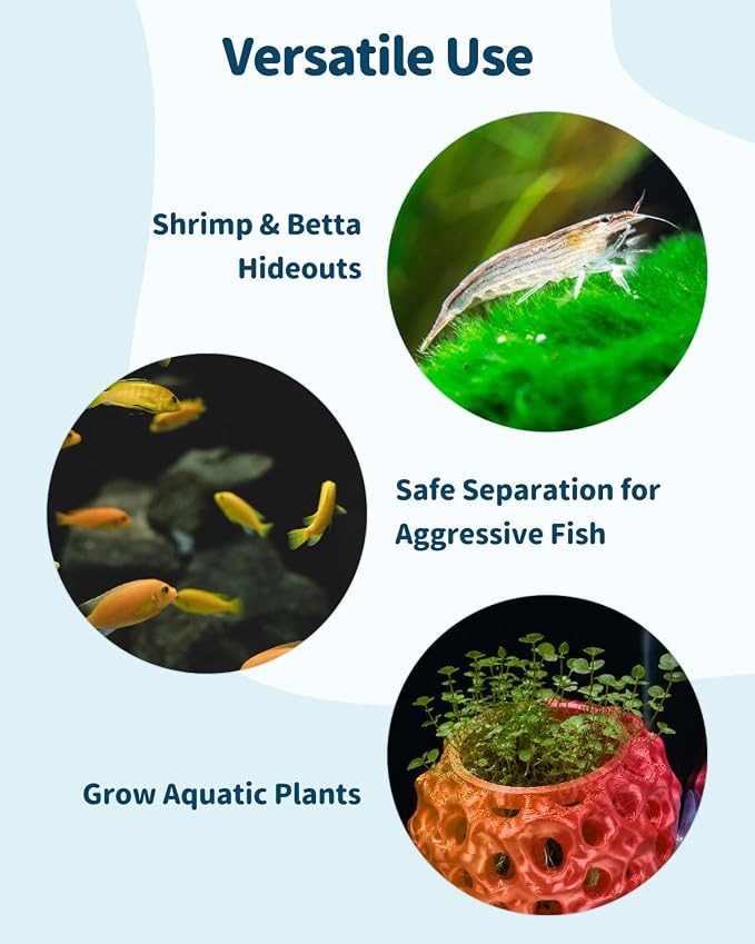 Uniclife Shrimp Cave, Shrimp Hides for Aquarium, Realistic Plastic Aquarium Coral Rock Decorations with Suction Cup, Betta Hideout Tank Accessories for Fish Tank Decor, Red-to-Yellow Gradient