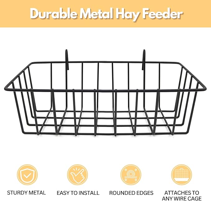 Rabbit Hay Feeder - 2Pcs Metal Rack Hay Holder for Guinea Pig Small Animals Grass Rack for Bunny Chinchilla Cage Reduce Mess 9x4x3 Inch