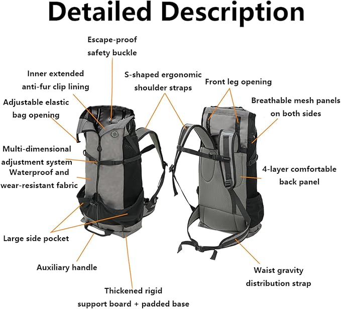 Big Dog Backpack Carrier 80lbs, Extra Large Dog Backpack Carrier, Fully Adjustable Pet Carrier (Grey,XX-Large)