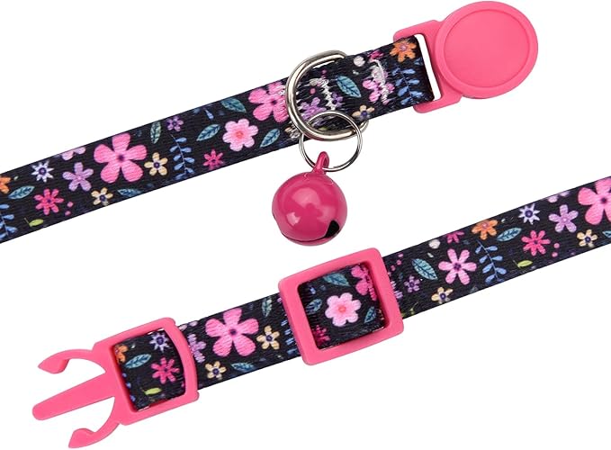 MarukoPet Cat Collar Breakaway with Bells, 3 Pack Girl Boy Pet Cat Collar with Bohemia Floral Tribal Geometric Patterns, Adjustable 7.5-12 Inch, with Safety Buckle for Kitten Cat(Set D)