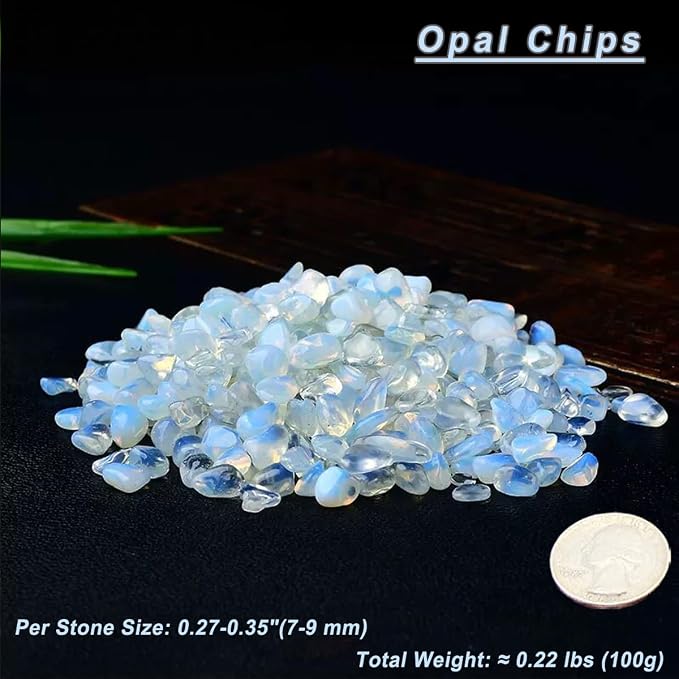 Erliway 100g Natural Opal Crystal Chips 7-9mm Tumbled Stones | Small Crushed Crystal Stone, Polished Crystals Chips for Fish Tank, Healing Tumbled Rocks for Reiki Jewelry Making Home Décor