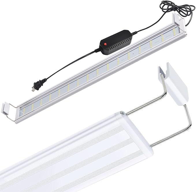 LED Aquarium Light, Full Spectrum Fish Tank Lighting, Ultra-Thin 1cm Design, 6-Row Blue & White LEDs, No Flicker, High Efficiency Cooling for 22.83-25.83in Fish Tanks (22.83inch)