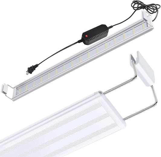 LED Aquarium Light, Full Spectrum Fish Tank Lighting, Ultra-Thin 1cm Design, 6-Row Blue & White LEDs, No Flicker, High Efficiency Cooling for 11.02-14.02in Fish Tanks (11.02inch)