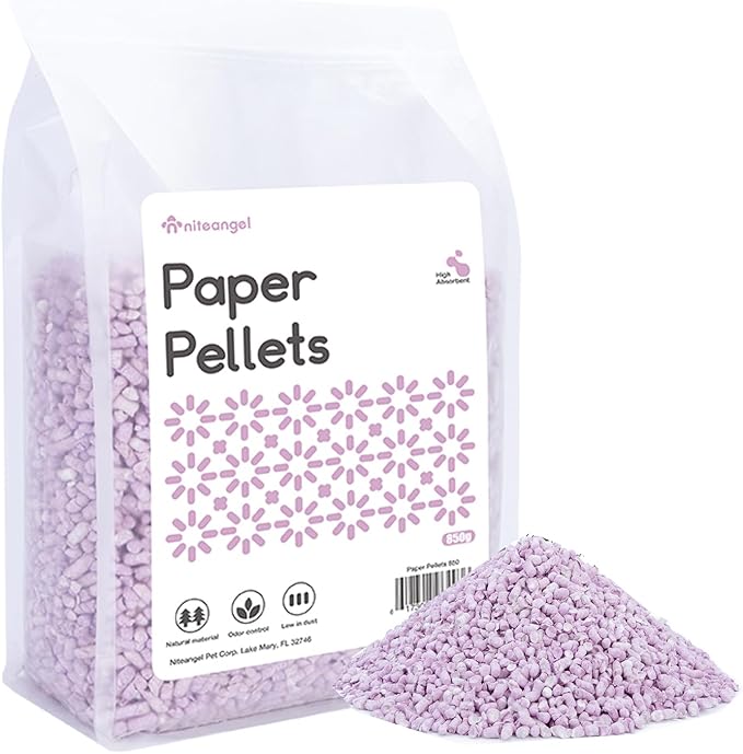 Niteangel Hamster Paper Pellets Bedding 1.8LB / 850g Small Aninam Bedding for Syrian Dwarf Hamsters Gerbils Mice Mouse Lemming Degus or Other Small-Sized Pets (Purple)