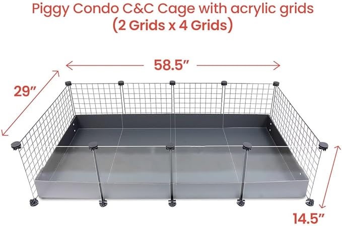 GuineaDad Piggy Condo – Premium C&C Cage for Guinea Pigs & Small Animals with Coroplast Base | Acrylic and C&C Grids for Small Pets (Acrylic, Standard (29" x 58.5" x 14.5"))