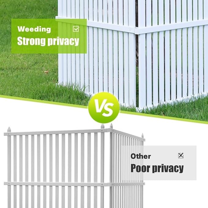 Classic White Vinyl PVC Air Conditioner & Trash Can Fence, 2 Panels, 50" W x 50" H, Easy to Install, All-Weather Durable, HOA Compliant, Privacy & Security