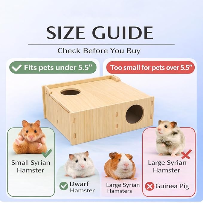 Wooden Hamster Tunnel Maze with Observation Skylight – Secret Peep Shed & Explore Hideout, Chewable Non-Toxic Enrichment Toy & Activity Center for Dwarf Hamsters & Young Syrians
