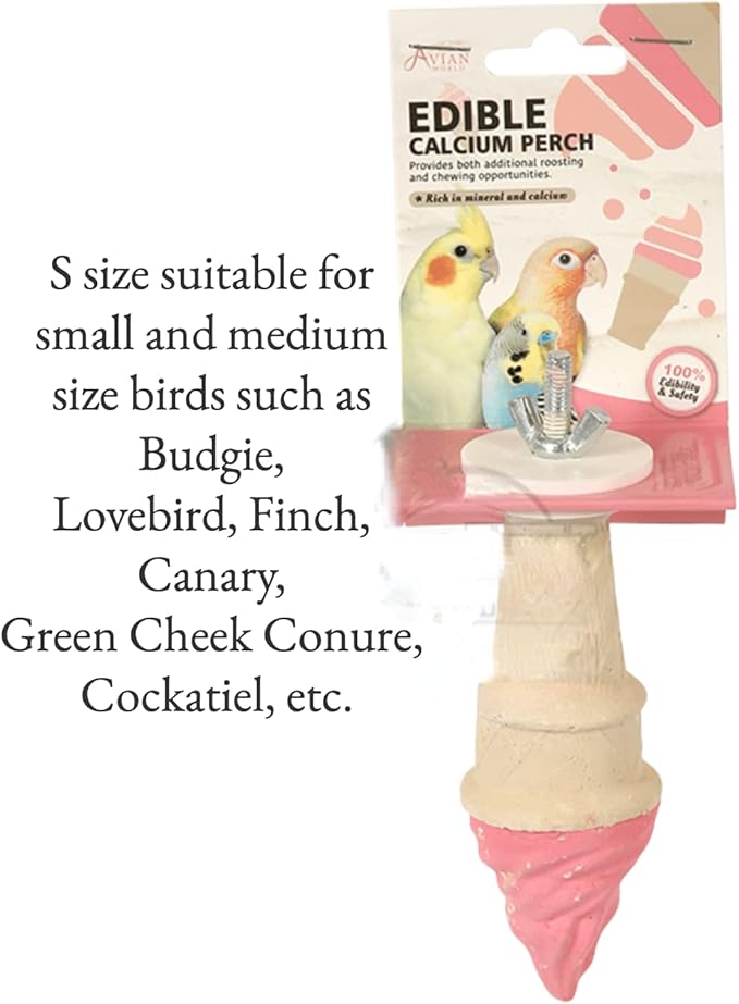 Bird Toy, Bird Cage Chewing Toys, Parrot Perch Stand, Ice Cream Shape Totoro Squirrel Hamster Calcium Teeth Mouth Molar Grinding Stone Parrot Beak Stone Stand Platform (Small)