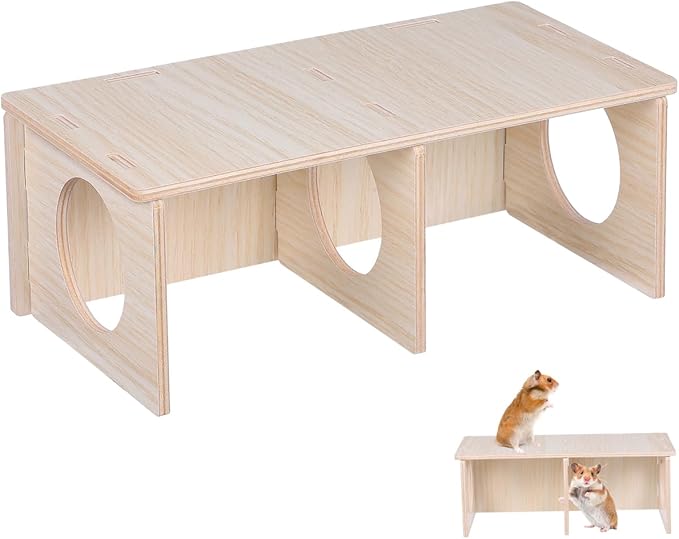 Gadpiparty Hamster Houses and Hideouts, Multi Chamber Hamster Hideout, with Two Rooms, Wood Cabin and for Guinea Pigs, Mice, Rats, and Small Pets - Toy for Play and Rest