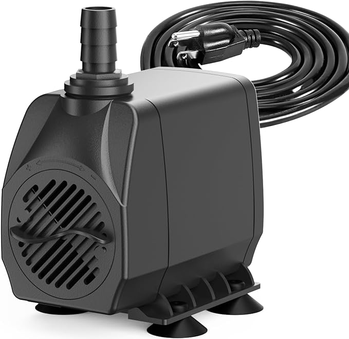 Knifel Submersible Pump 660GPH with AUTO-Shut-Off 8.2ft High Lift for Fountains, Hydroponics, Ponds, Aquariums & More