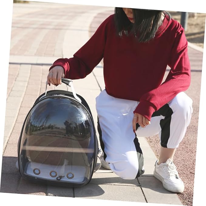 Abaodam Portable Parrot Carrier Backpack Breathable Design and Wooden Perch Outdoor Travel for Birds Black Includes Stand