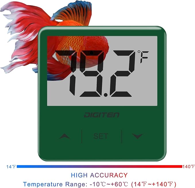 Aquarium Thermometer Digital Fish Tank Thermometer with Large LCD Display Stick On Water Terrarium Temperature Sensor Gauge for Reptiles Turtle Amphibians