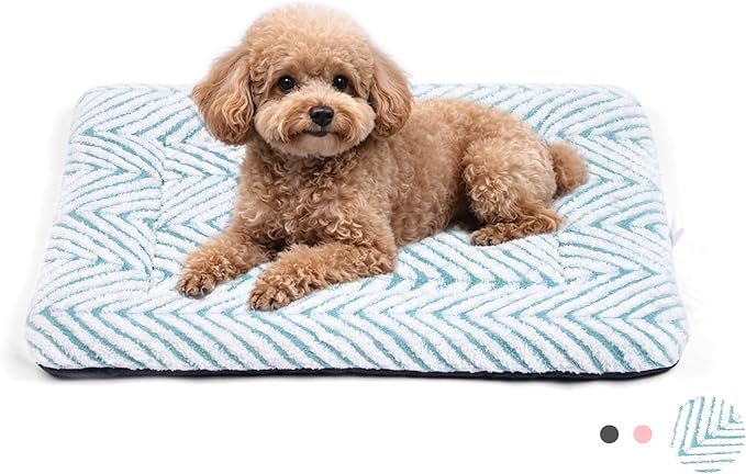 Mora Pets Washable Dog Crate Pad Soft Kennel Bed Crate Mat for Small Dogs, Puppies & Cats Flat Pet Bed with Anti-Slip Bottom for Dog Cage, Carrier & Travel Sleeping Chevron Blue 24 x 18