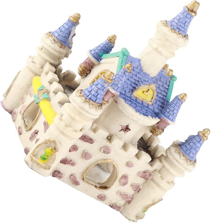 Aquarium Resin Castle Decoration, High Simulation Roman Castle Ornament for Fish Tank, Lifelike Aquatic Hideout with Safe Non - Resin for Freshwater and Saltwater