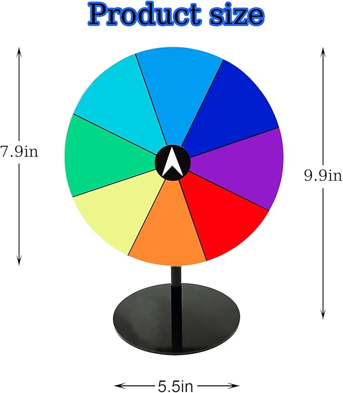 8 Inch Spinning Prize Wheel, 8 Slots Color Tabletop Roulette Spinner of Fortune, Spin The Wheel for Trade Show, Carnival, Party, Birthday, Wedding (8 Inch)