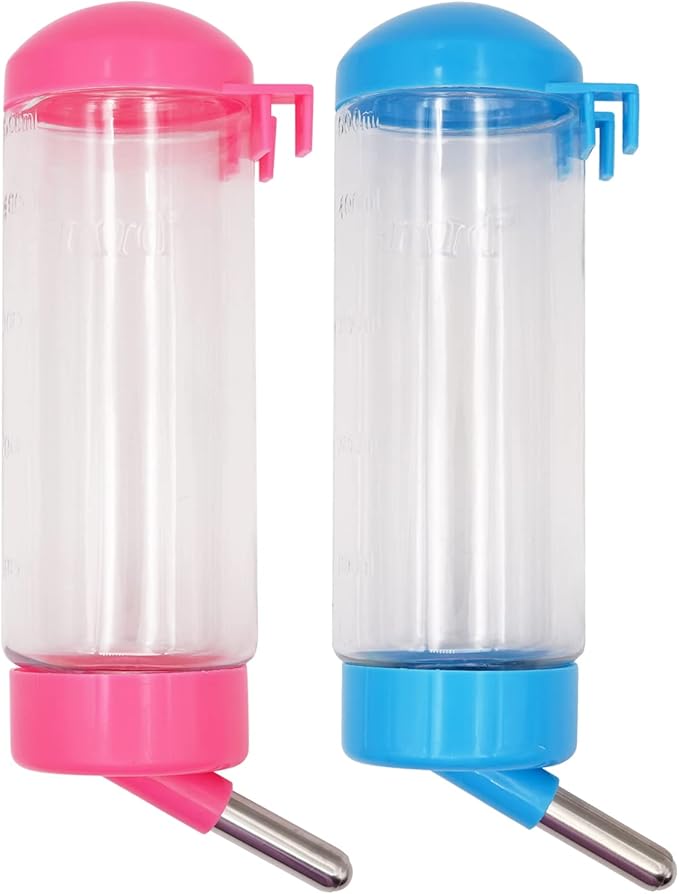 2 Pack 16 oz Guinea Pig Water Bottle no Drip for Cage no Leak Rat Small Animal Hamster Rabbit Water Bottle Attaches to Cage Bunny Water Dispenser,Ship by Random Color