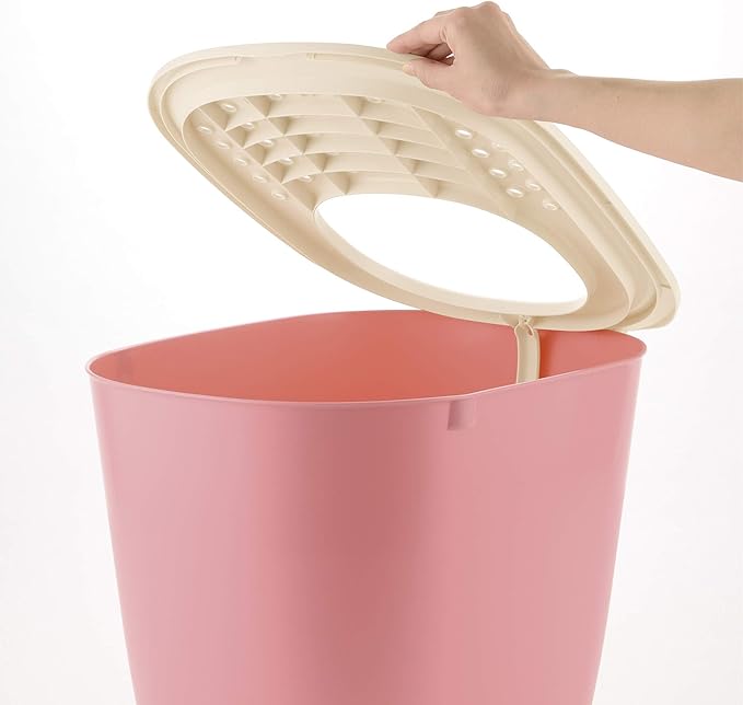 Richell PAW TRAX Top Entry Cat Litter Box, Hooded Cat Litter Pan, Enclosed Litter Box, Salmon Pink