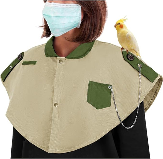 Parrot Anti-Scratch Shoulder Stand Pet Bird Training Shoulder Protector Cape Parrots Poop Shawl Diaper Flight Suits for Macaws Cockatoos Parakeets Cockatiels (Beige)
