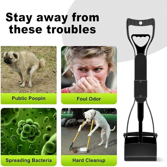 23.6‘’ Pooper Scooper, Foldable Pooper Scooper for Large Medium Dogs, Poop Pick Up Tool for Yard, Lawns, Grass