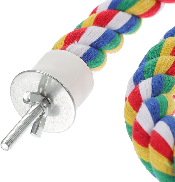 iplusmile 44 Inch Bird Perch, Cotton Rope Bird Toy for Large Parrots, African Greys, Cockatiels, Bendable Climbing Rope Perches for Cage Toy, 1.18" Extra Thick