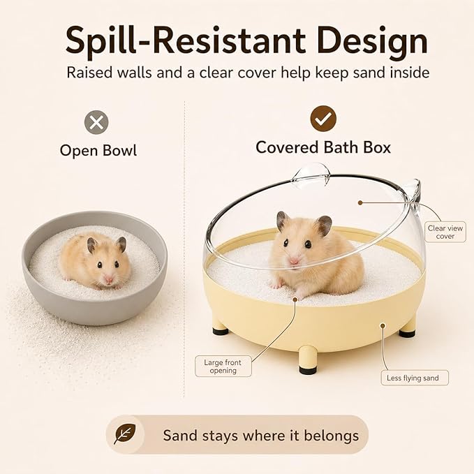 Meow&Woof Hamster Sand Bath Container, Large Sandbox Toilet Gerbil Batheoom, Tiny Chinchilla Dust Bathtub Sand Bath Box for Hamster Cage Accessories 6.5 Inch - Blue