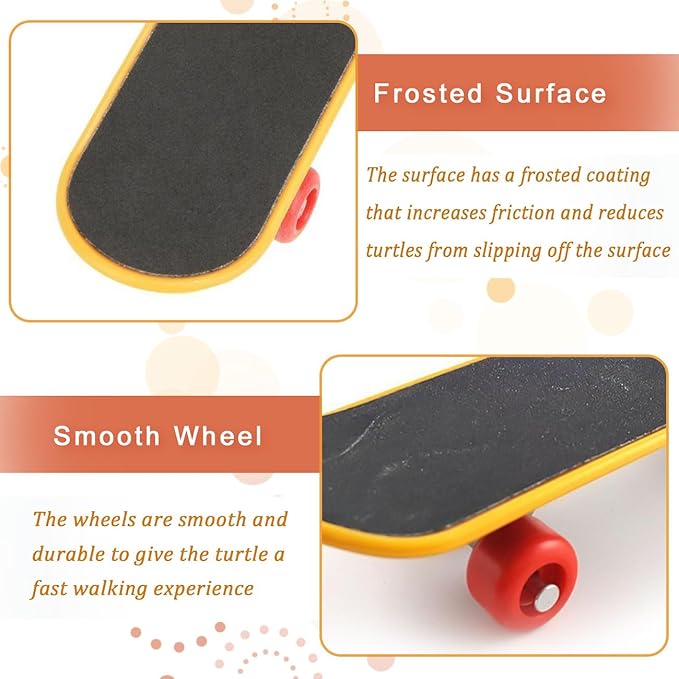 Tortoise Mini Skateboard and Orange Treat Ball set Tortoise Toy Feeding Balls Vegetable Grass for Small Animals Pets Encourages Foraging Behaviors,Mini Skateboard Keeps Pets Entertained (Orange)