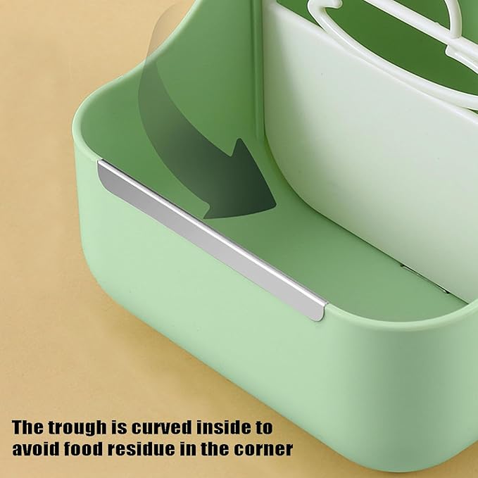 Rabbit Feeder, Hay Food Bin Feeder, Adjustable,Removable Grass Rack, Stainless Steel Edge, for Rabbit, Guinea Pig, Chinchilla (Green)