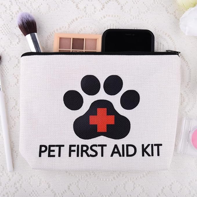 Empty Pet First Aid Kit Makeup Bag for Dog Puppy Owner Travel Medical Pill Med Bag Cavas First Aid Pouch Emergency Bag Adventure Medical Kit for Traveller Dog Person Toiletry Storage Pouch