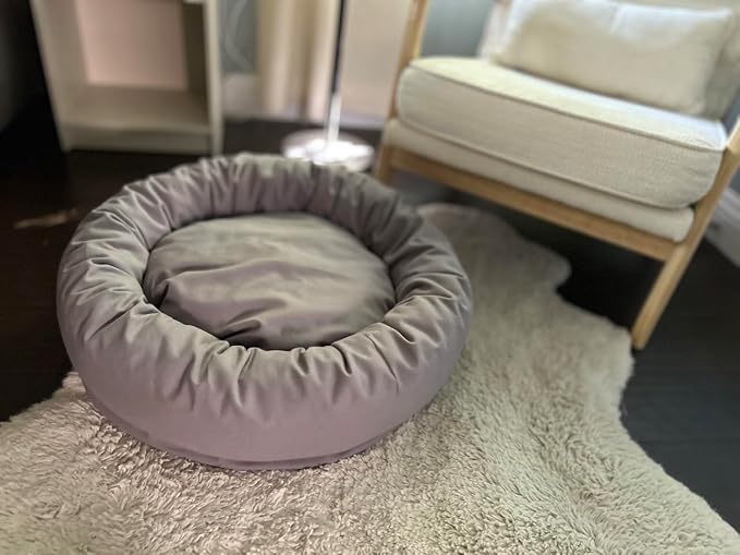 Organic Cotton Canvas Dog Bed: Removable Cover, Natural Fill - Made in USA (Blue Gray, XX Large 50" x 8" inches)
