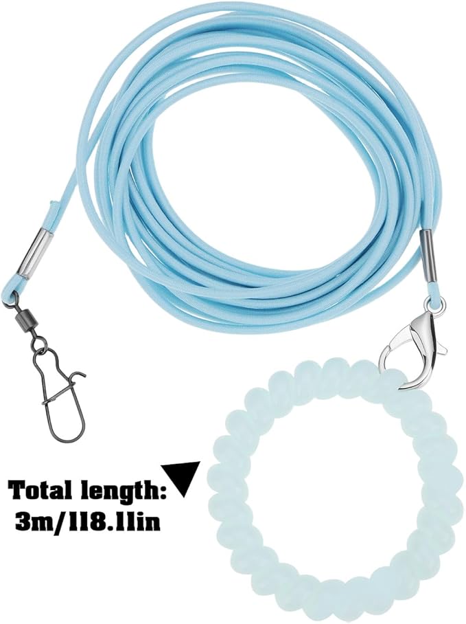 Bird Harness Flying Training Rope 3M for Parrots Pigeons and Budgerigars with 4# Ring (Blue)