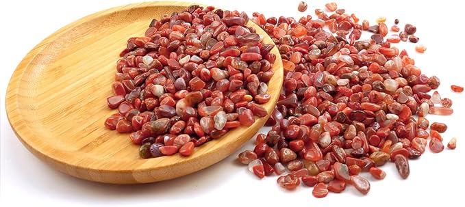 WAYBER Natural Crushed Red Agate Quartz Decorative Gravel Stones, 2 Lbs | Toxin-free, Colorfast, Great for Reiki Healing, DIY Crafts, Vase Filler, Aquarium Landscaping & Planter Décor