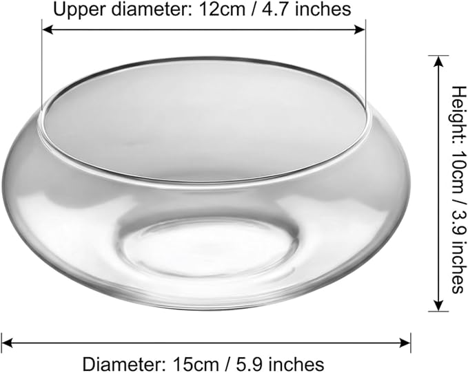 Lotus Bowl Planter - Clear Glass Hydroponic Planter for Plants and Fish, 15cm/5.9" Desktop Ecosystem Vase for Water Lilies, Succulents, and Aquatic Decor..