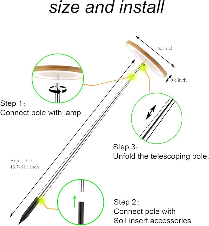 Plant Grow Light, LED Growing Light Full Spectrum for Indoor Plants,Height Adjustable, Automatic Timer, 5V Low Safe Voltage,Idea for Large Plant Light