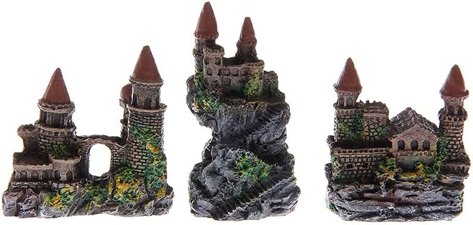 Aquarium Castle Decoration Small Resin Castles Hideouts Stone Cave Hide House Fish for Tank Accessories for Betta Shrimp Aquarium Soil
