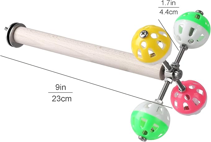 Teniinet Stand Perch Toy with Rotating Balls for Birds, Parakeets, Budgies, Cockatiels, Parrots, Budgerigars, Conures, Parrotlets, Ringnecks, Lovebirds (1Pcs)