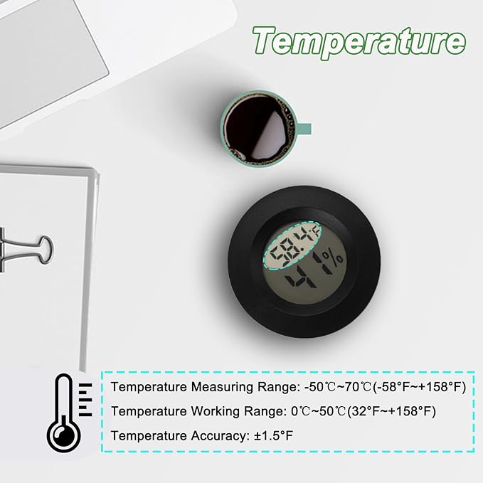 Serundo Auto Digital Hygrometer Thermometer Indoor/Outdoor Hygrometer 20PC | Mini Size,LCD,℉/℃ Conversion,Fast Response, Outdoor Thermometer with Humidity for Reptile Greenhouse Cellar 3D Printer
