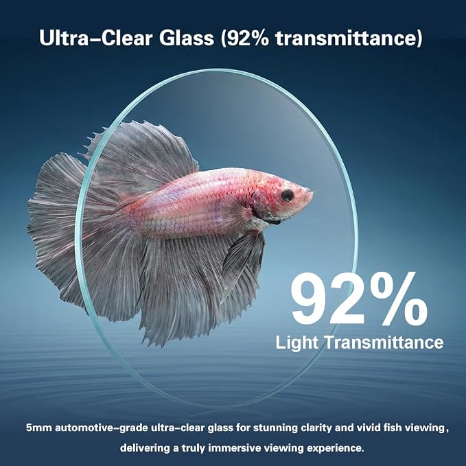 2.2 Gallon Fish Tank with Light,Filter,Lid,Landscape Accessories | Tall Fish Tank,Aquarium Starter Kit,Ultra-Clear Glass Aquarium,for Small Fish,Shrimp,or Betta