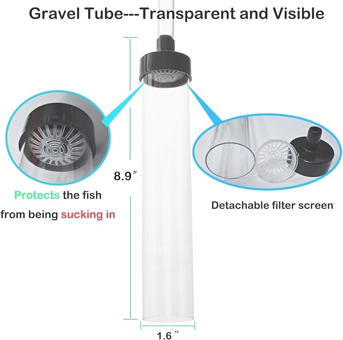 6ft Aquarium Siphon Vaccum Cleaner Fish Tank Water Changer for Cleaning Gravel & Sand