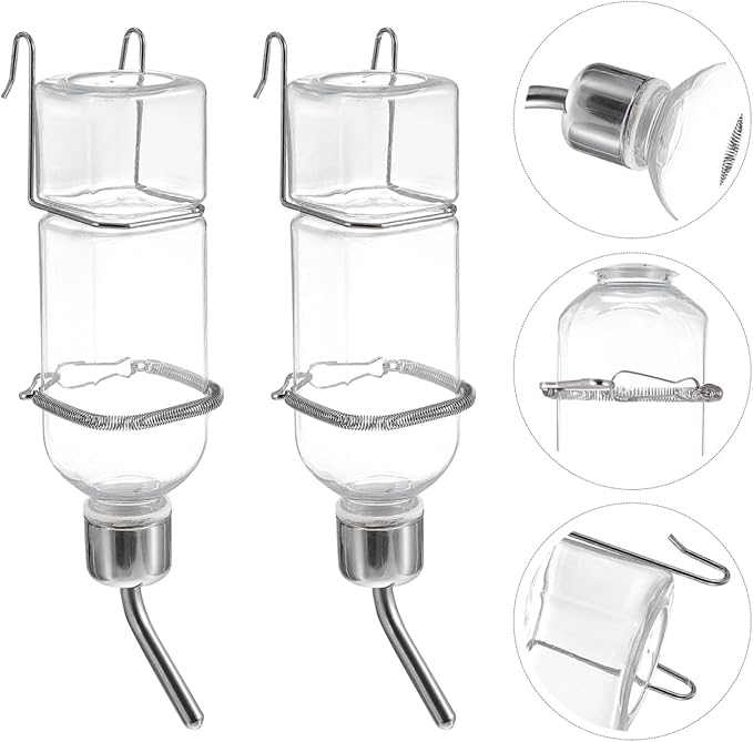 2Pcs 350ml Guinea Pig Water Bottle No Drip Bunny Dispenser for Cage Hamster Drinking Feeder Rodent Chinchilla Pet Supply