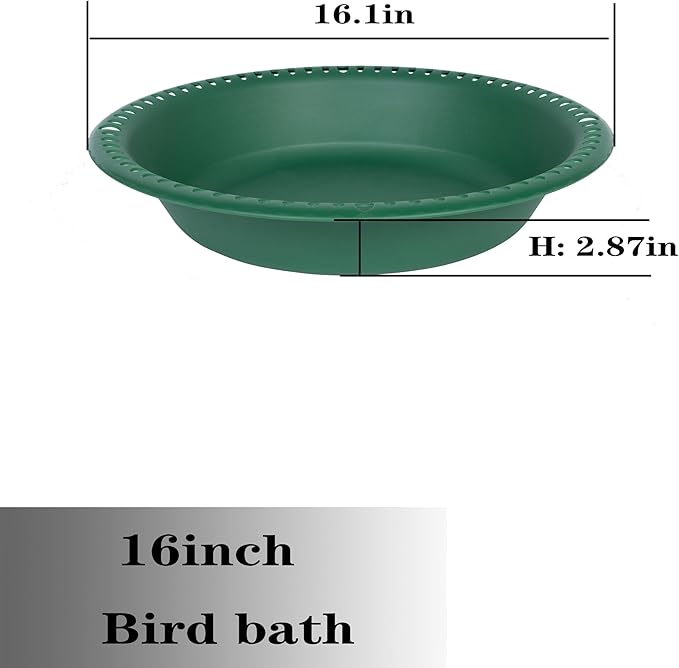 OVZILKI Bird Baths for Outdoors Heavy Duty, 16 inch BirdBath Bowl Only with Rust-Proof Black Chains, Hanging Bird Bath Hanging Bird-Feeder for Garden Backyard Decor (Green 1 Pack)