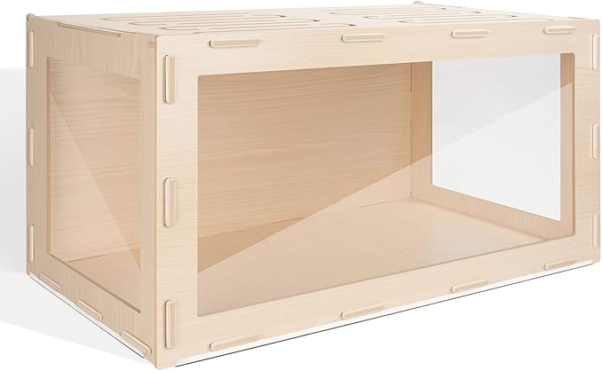 Niteangel Bigger World - MDF Aspen Terrarium for Hamster Gerbils Mice Lemming Degus or Other Small-Sized Pets(39.4 x 19.7 x 19.7 inches, Burlywood)
