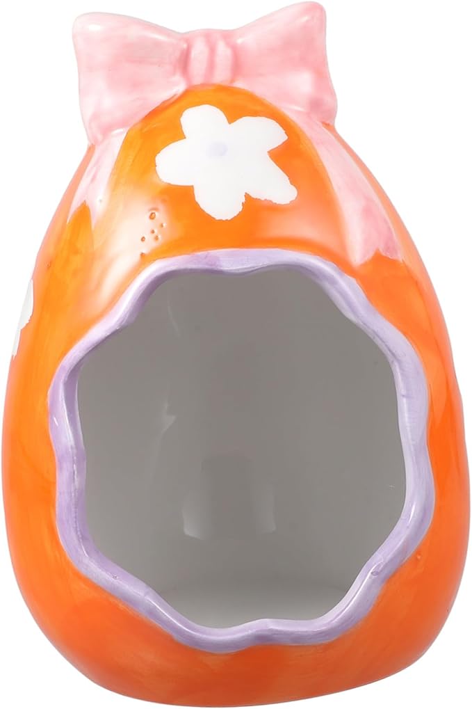 Ceramic Hamster Hide House Small Pet Shelter for Guinea Pigs and Hamsters Decorative Cartoon Nest for Sleeping and Playing Cooling Hideout for Small Animals