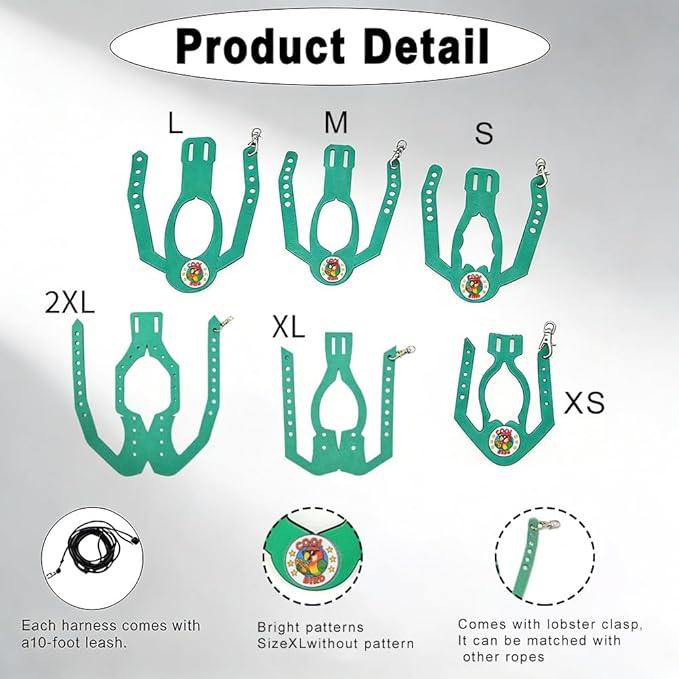 Adjustable Bird Harness & Leash Set for Small Birds,FitsBudgie,Parakeets, Conures, Cockatiels,Green Cheek,Quaker Parrots(Green, XL) Z6350-13